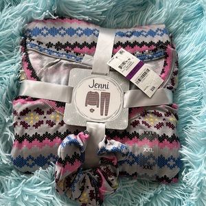 NWT Fair Isle pajamas SOFT leggings & l/s tee w/scrunchie Jenni Intimates plus